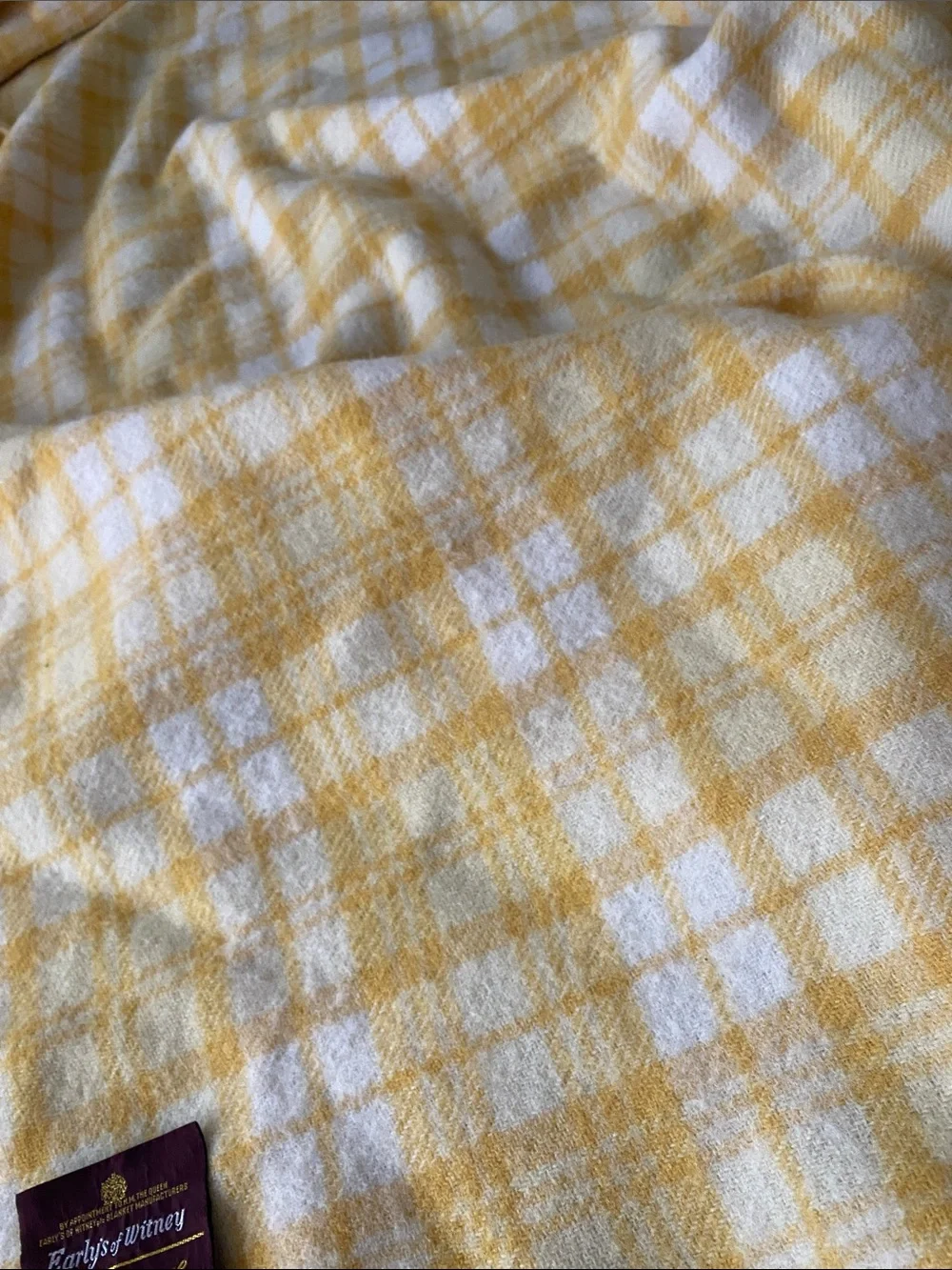 Vintage Early’s of Whitney Wool Yellow Plaid Blanket